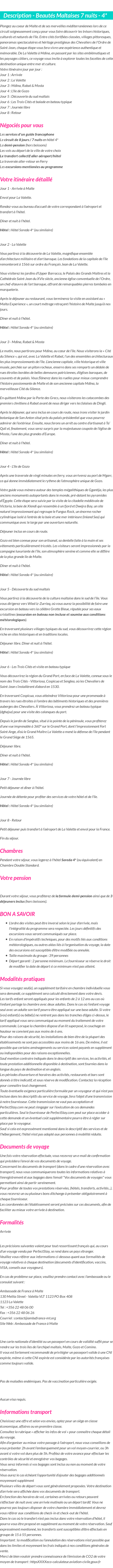 Détails du séjour