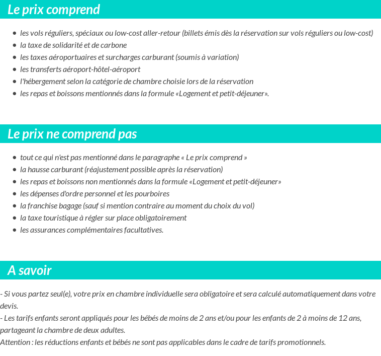 Conditions tarifaires