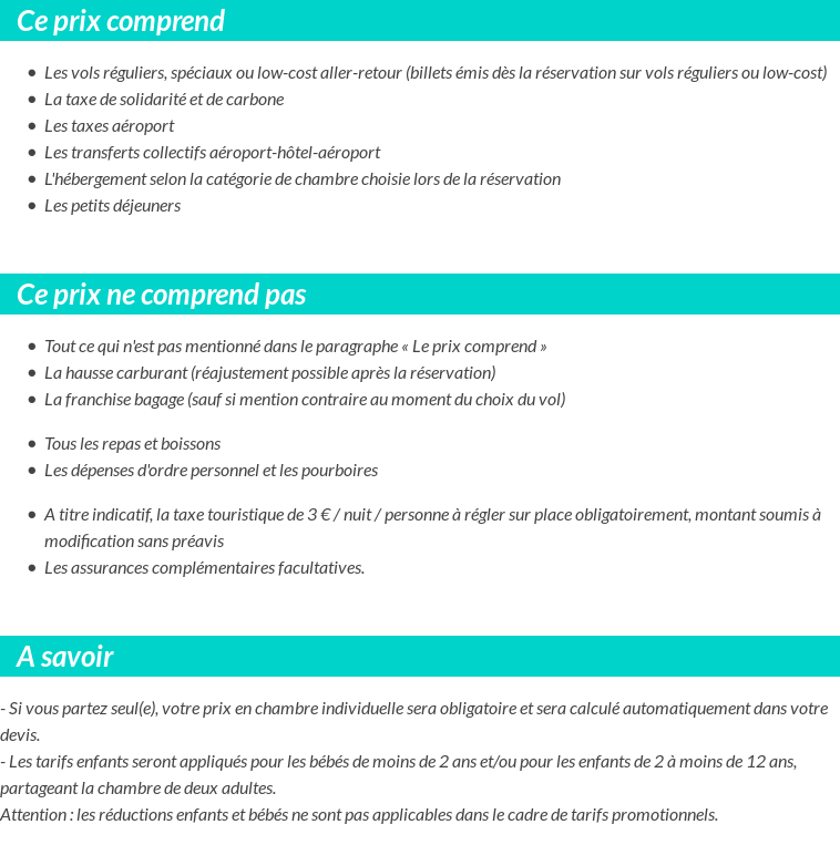 Conditions tarifaires