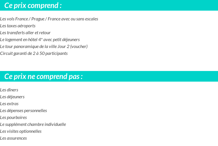 Conditions tarifaires
