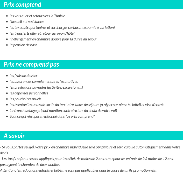 Conditions tarifaires