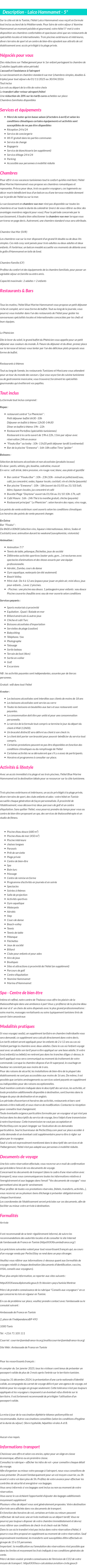 Détails du séjour