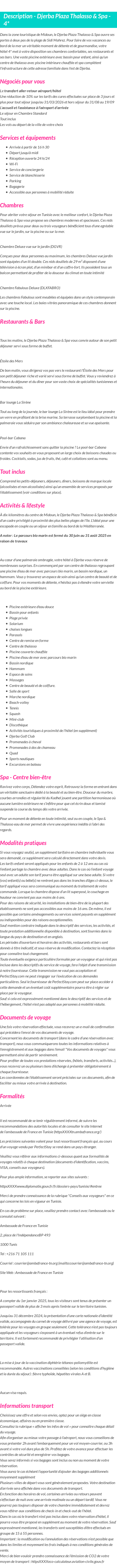 Détails du séjour