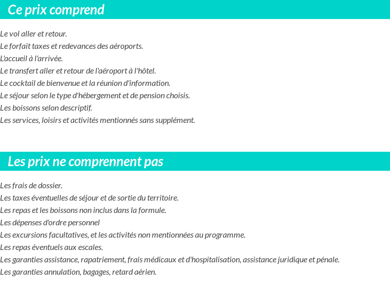 Conditions tarifaires