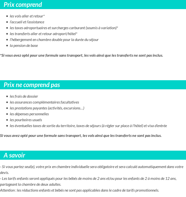 Conditions tarifaires