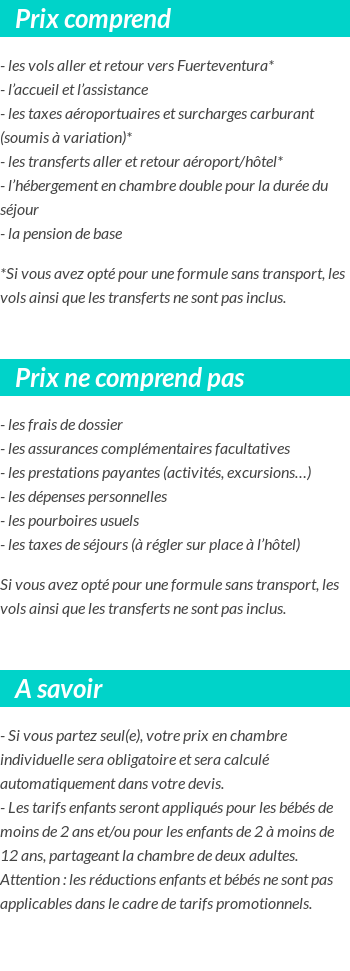 Conditions tarifaires