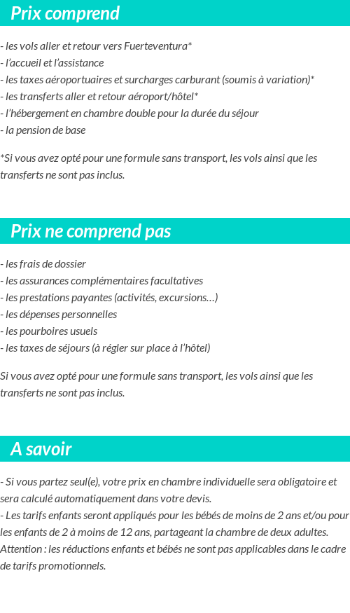 Conditions tarifaires