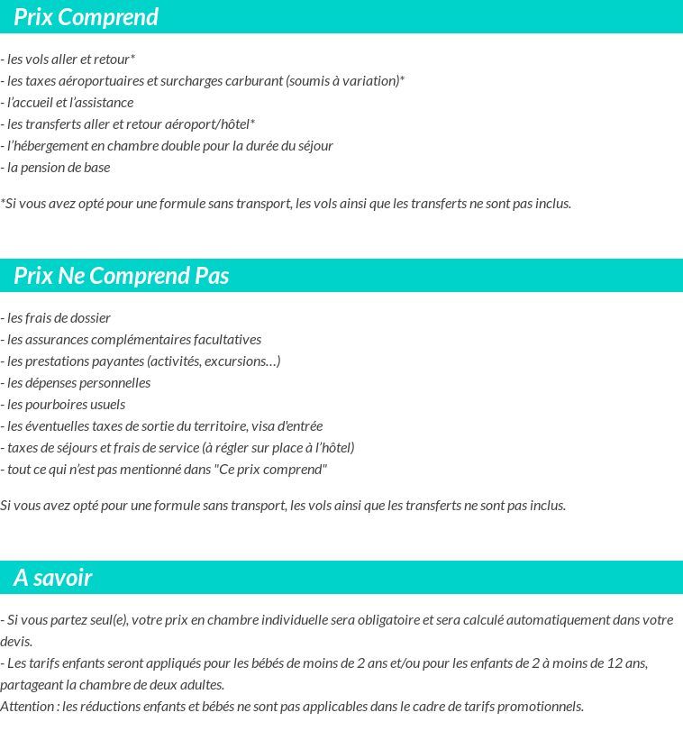 Conditions tarifaires