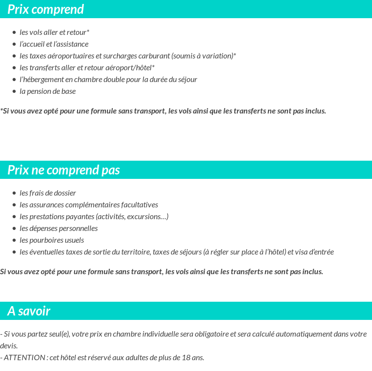 Conditions tarifaires