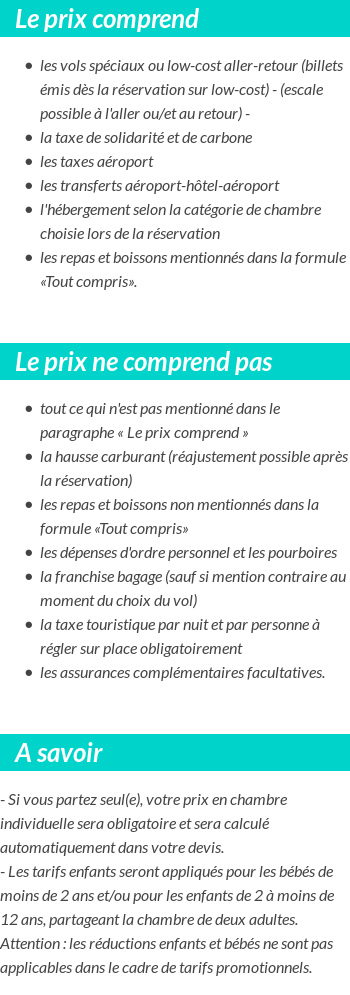 Conditions tarifaires