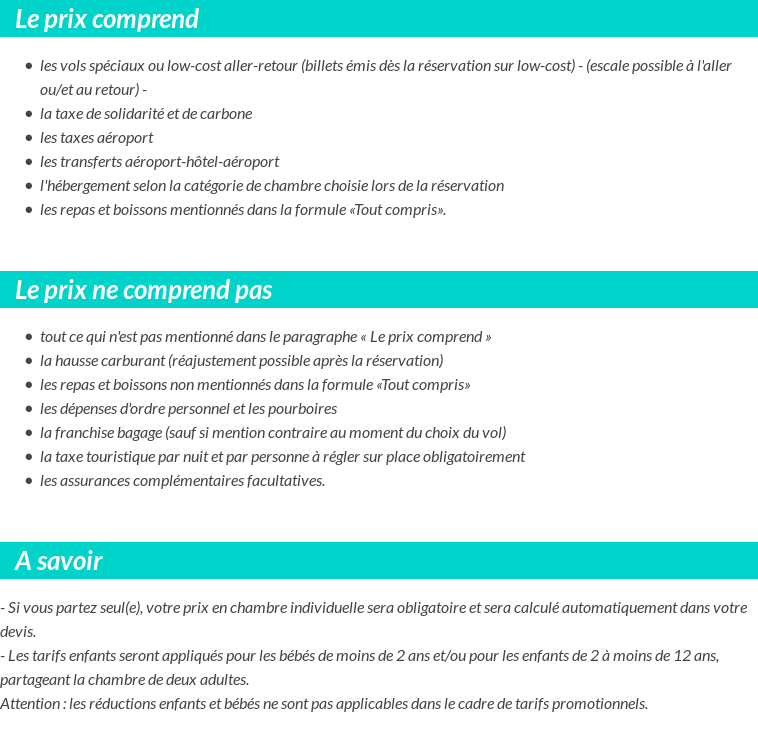 Conditions tarifaires