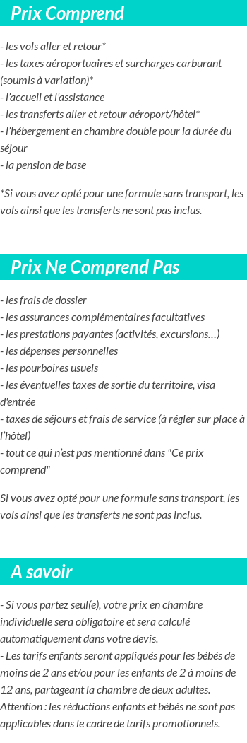 Conditions tarifaires