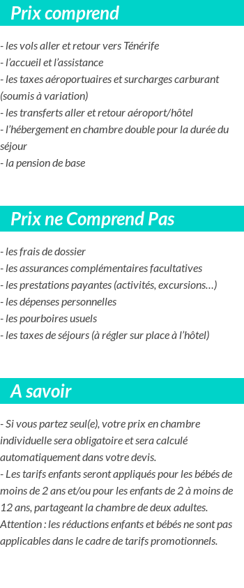 Conditions tarifaires