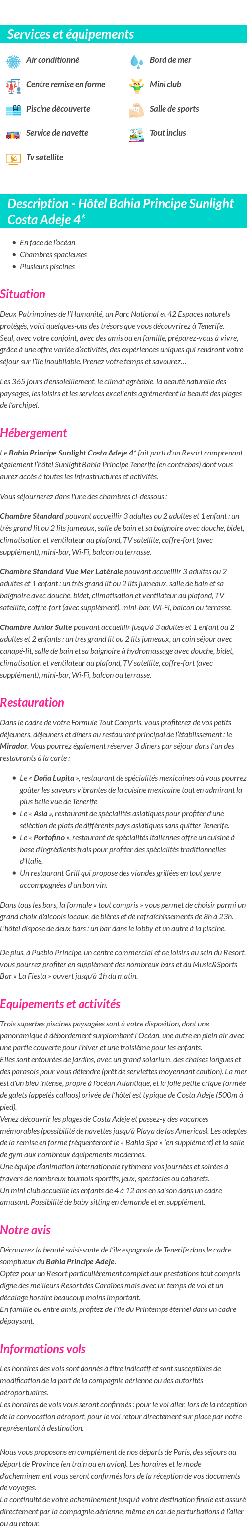 Détails du séjour