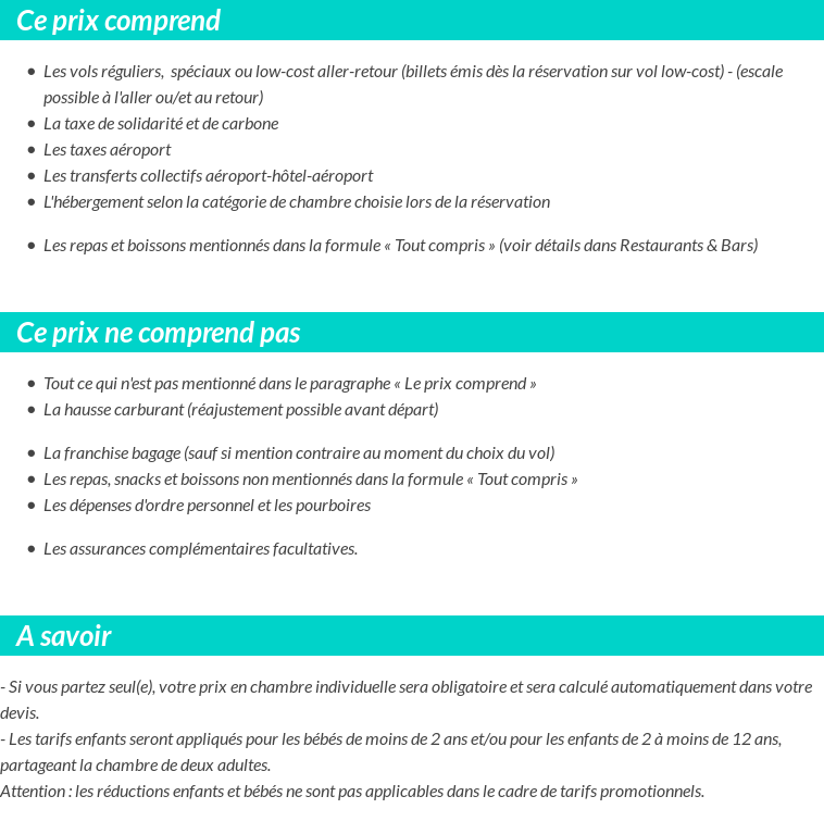 Conditions tarifaires