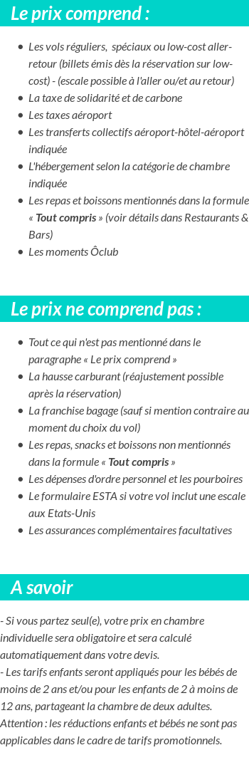 Conditions tarifaires