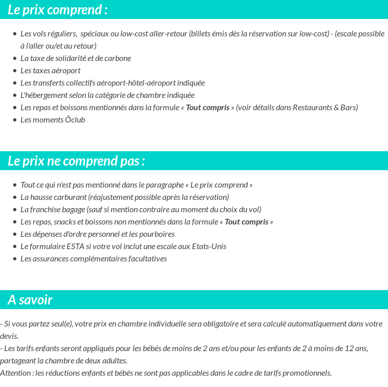 Conditions tarifaires