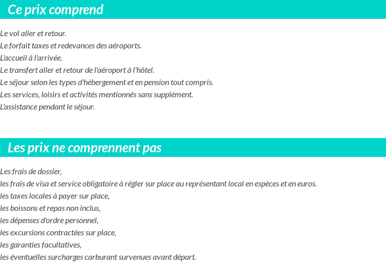 Conditions tarifaires