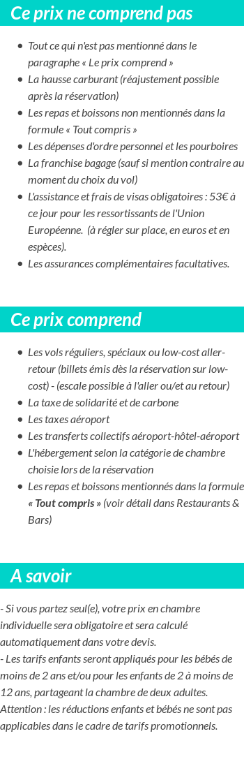 Conditions tarifaires