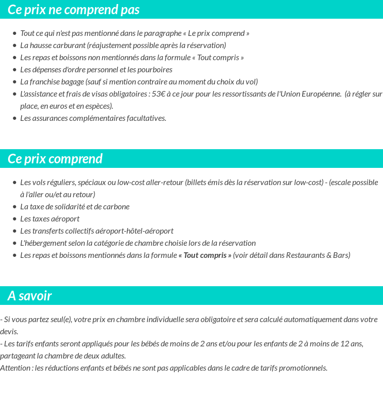 Conditions tarifaires