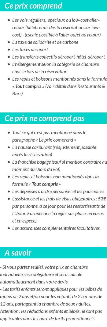 Conditions tarifaires
