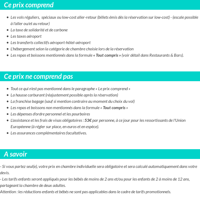 Conditions tarifaires