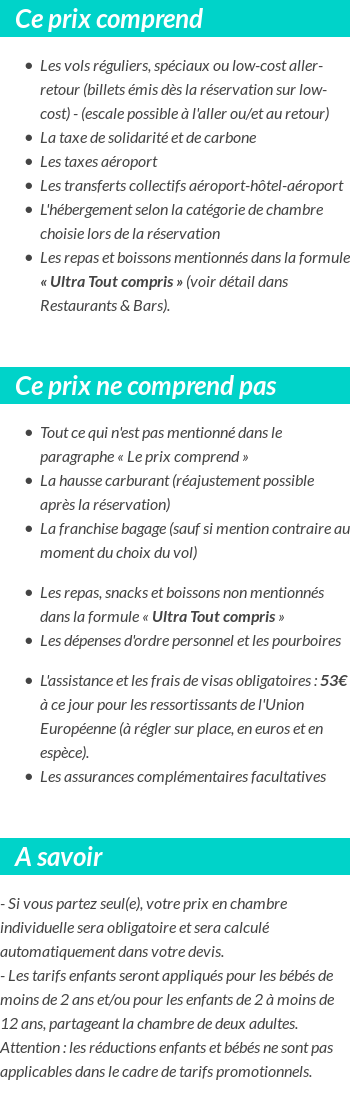 Conditions tarifaires