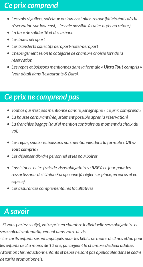 Conditions tarifaires