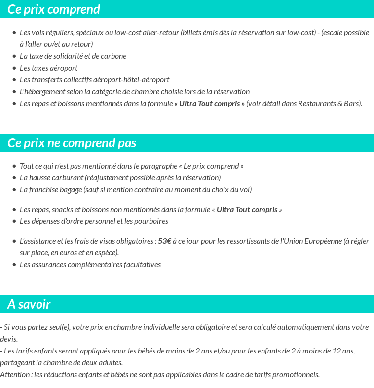 Conditions tarifaires