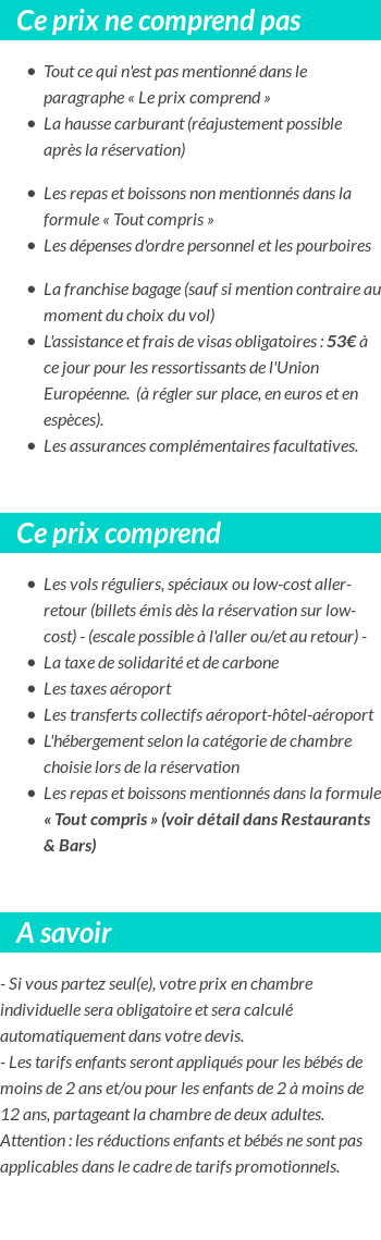 Conditions tarifaires