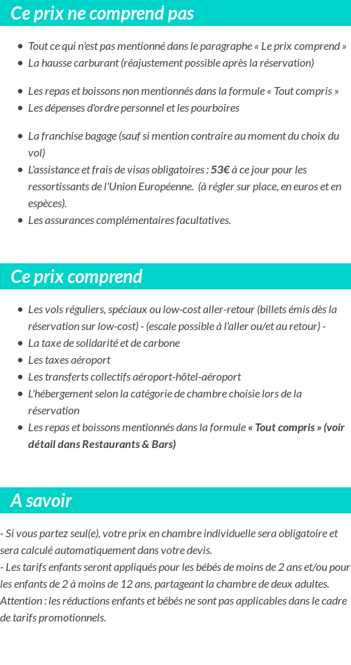 Conditions tarifaires