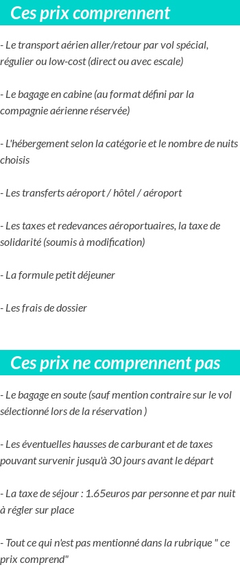 Conditions tarifaires