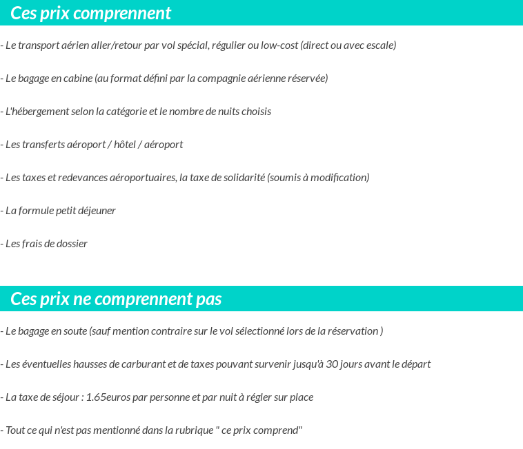 Conditions tarifaires