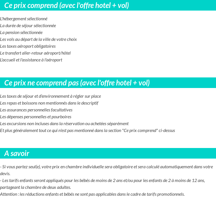 Conditions tarifaires