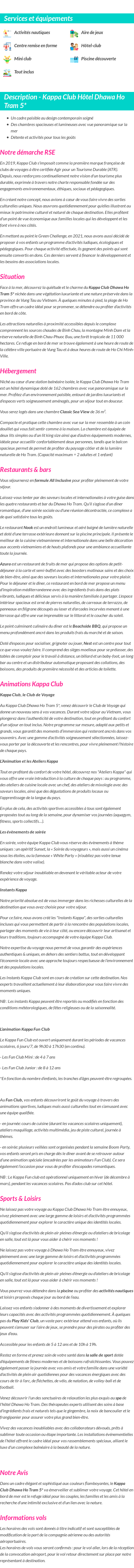 Détails du séjour