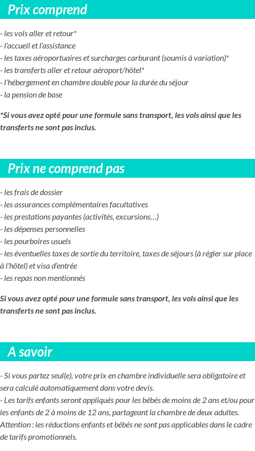 Conditions tarifaires