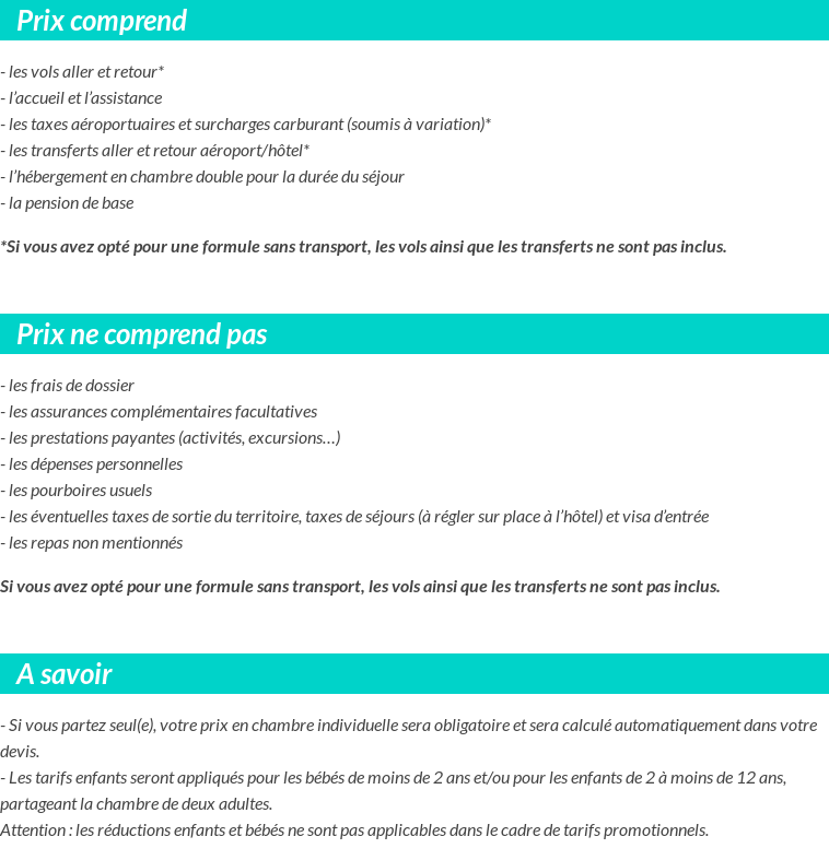 Conditions tarifaires