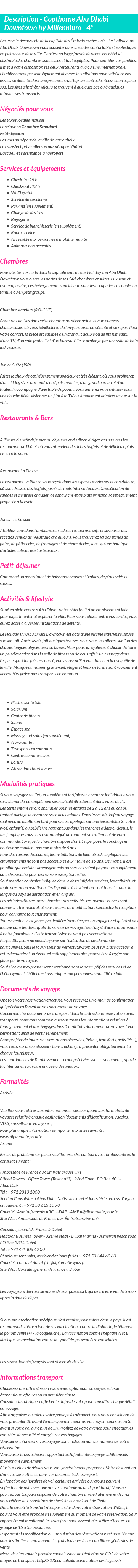 Détails du séjour