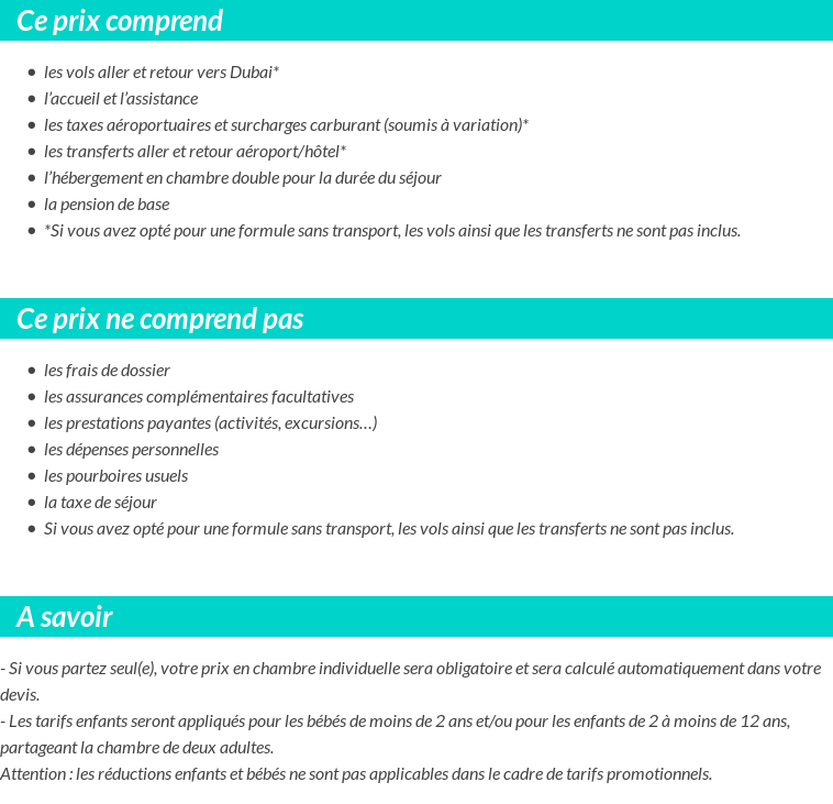 Conditions tarifaires