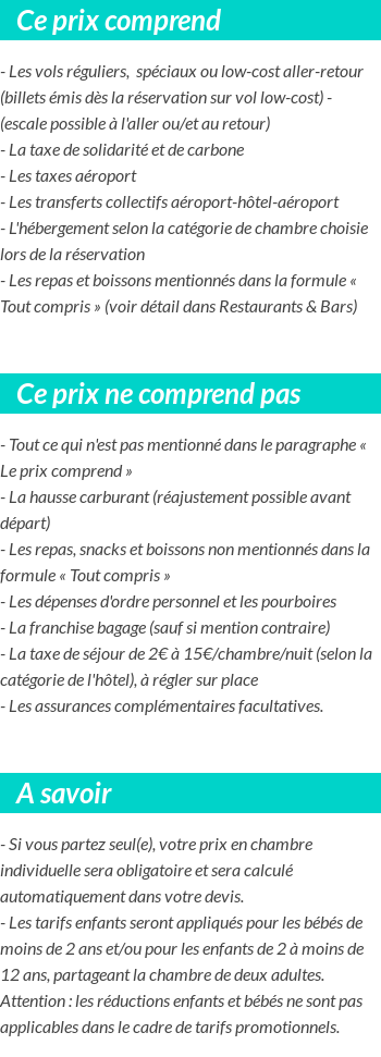 Conditions tarifaires