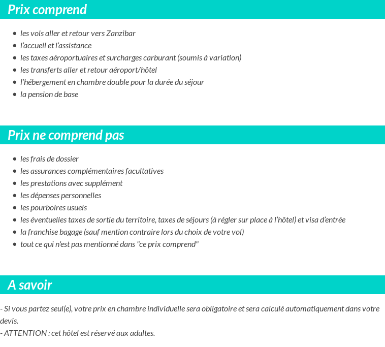 Conditions tarifaires