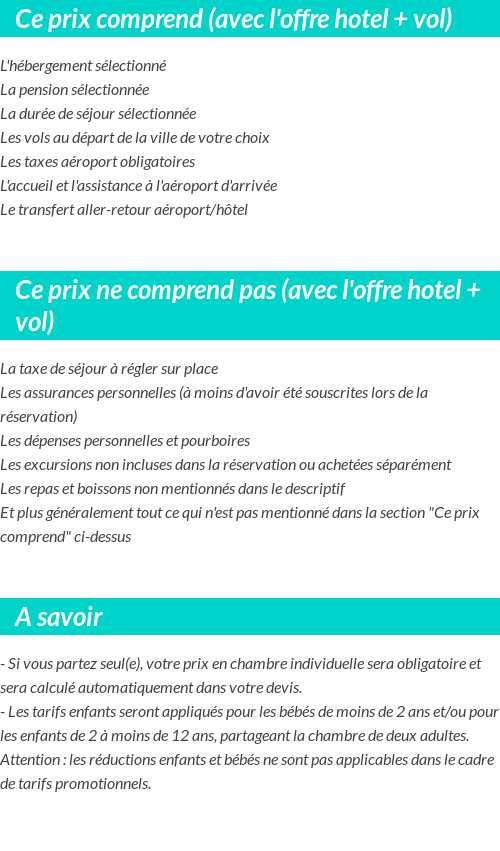 Conditions tarifaires