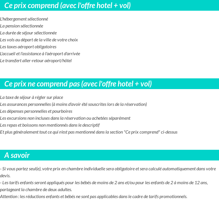 Conditions tarifaires