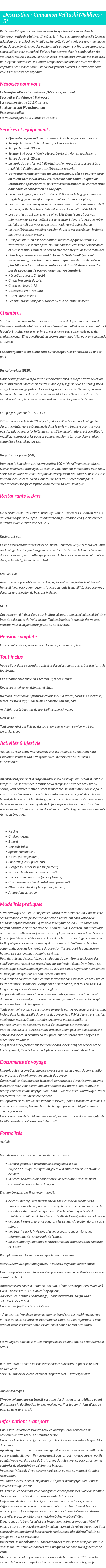 Détails du séjour