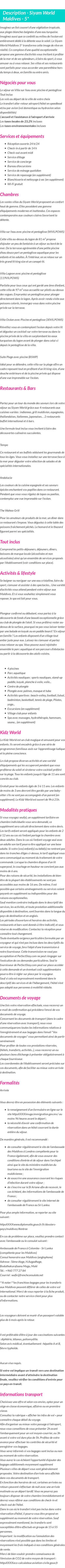 Détails du séjour