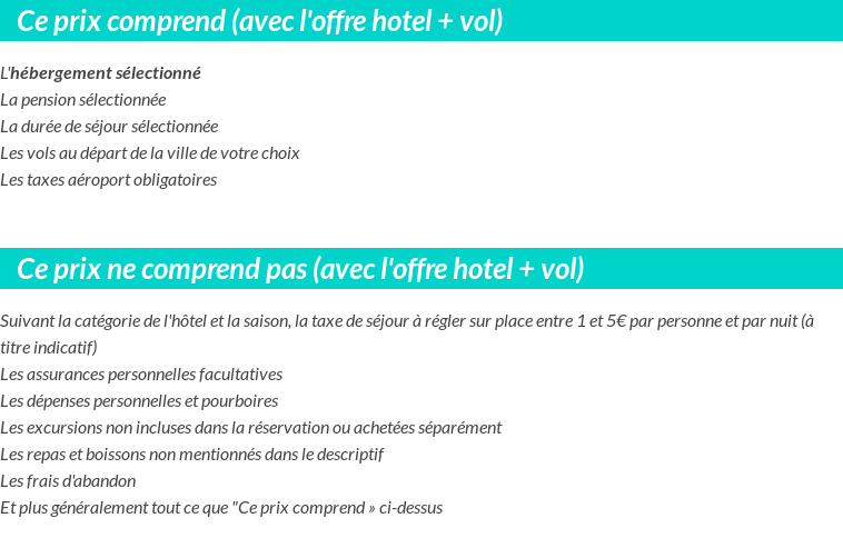 Conditions tarifaires