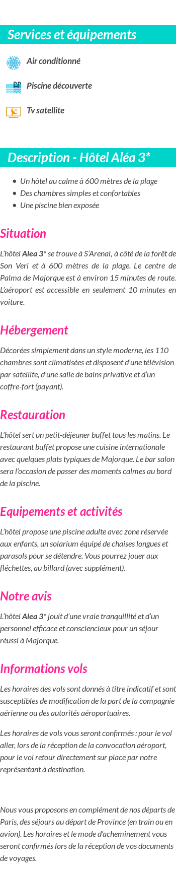 Détails du séjour