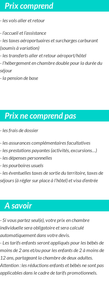 Conditions tarifaires