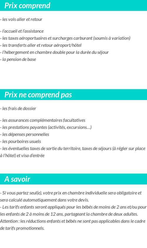 Conditions tarifaires