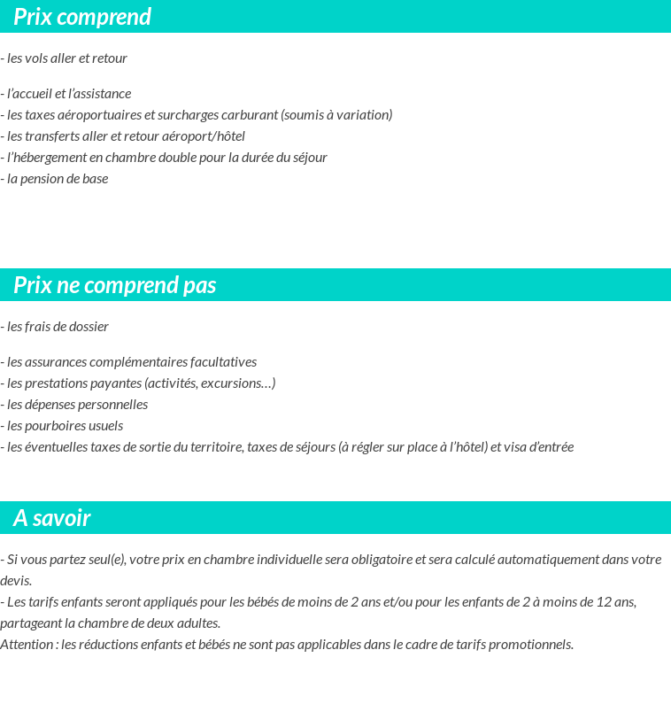Conditions tarifaires